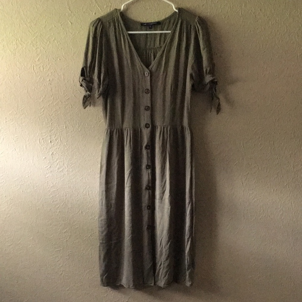 Sage green button up dress